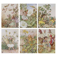 Set of 6 Original Vintage Flower Fairy Prints, circa 1930