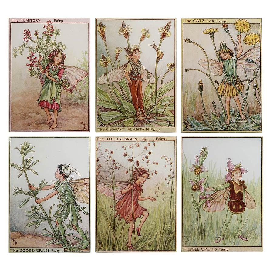 Set of 6 Original Vintage Flower Fairy Prints, circa 1930