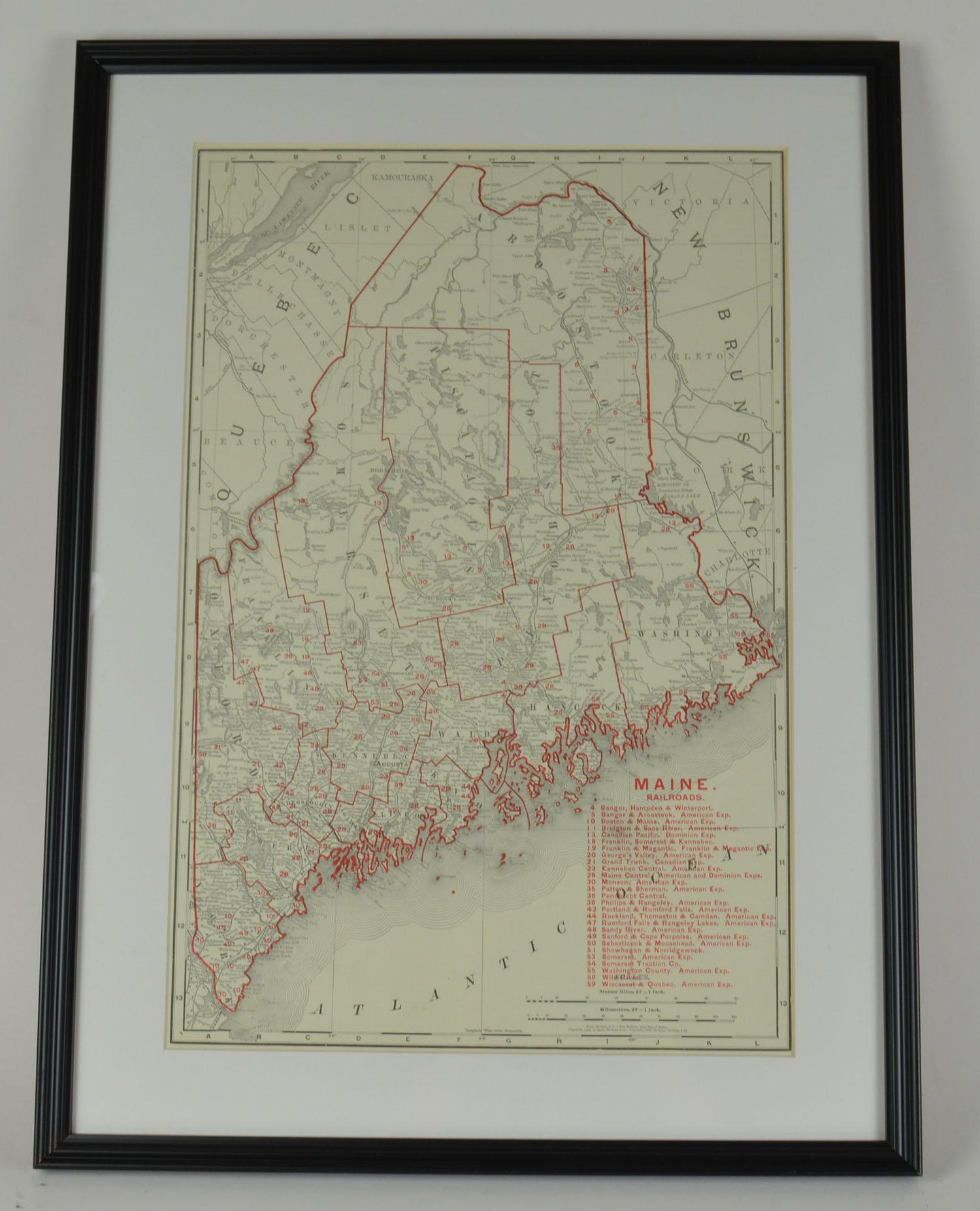 Wonderful set of 6 vintage maps.

Random American States including Maine, Utah, New Hampshire, Nevada, Vermont and New Mexico.

Monochrome with red color outline.

Published by Rand, McNally and Co., circa
