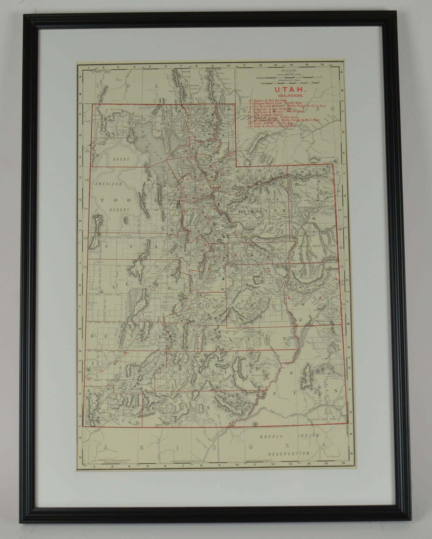 Set of 6 Original Vintage Maps of American States, circa 1900 (Edwardian)