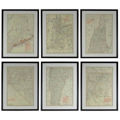 Conjunto de 6 Mapas Vintage Originales de Estados Americanos, circa 1900