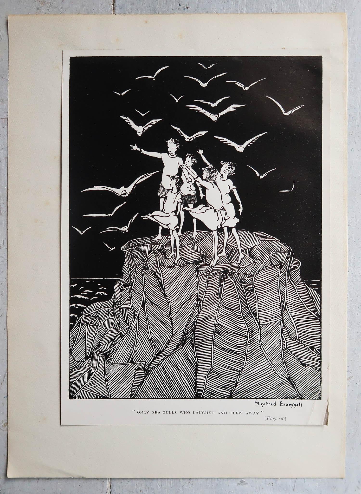 Art Nouveau Set of 6 Original Vintage Prints After Winifred Bromhall, Children, Fairies