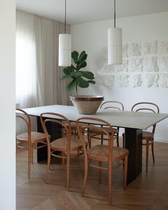 Set of 6 Original Vintage Thonet 214 Cane Wave Seat Natural Oak Dining Chairs