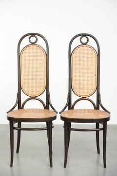 Set of 6 original vintage Thonet chairs model Long John with high back