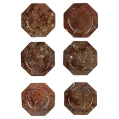 Set of 6 Orthoceras/Fossil Stone plates, 12.5"