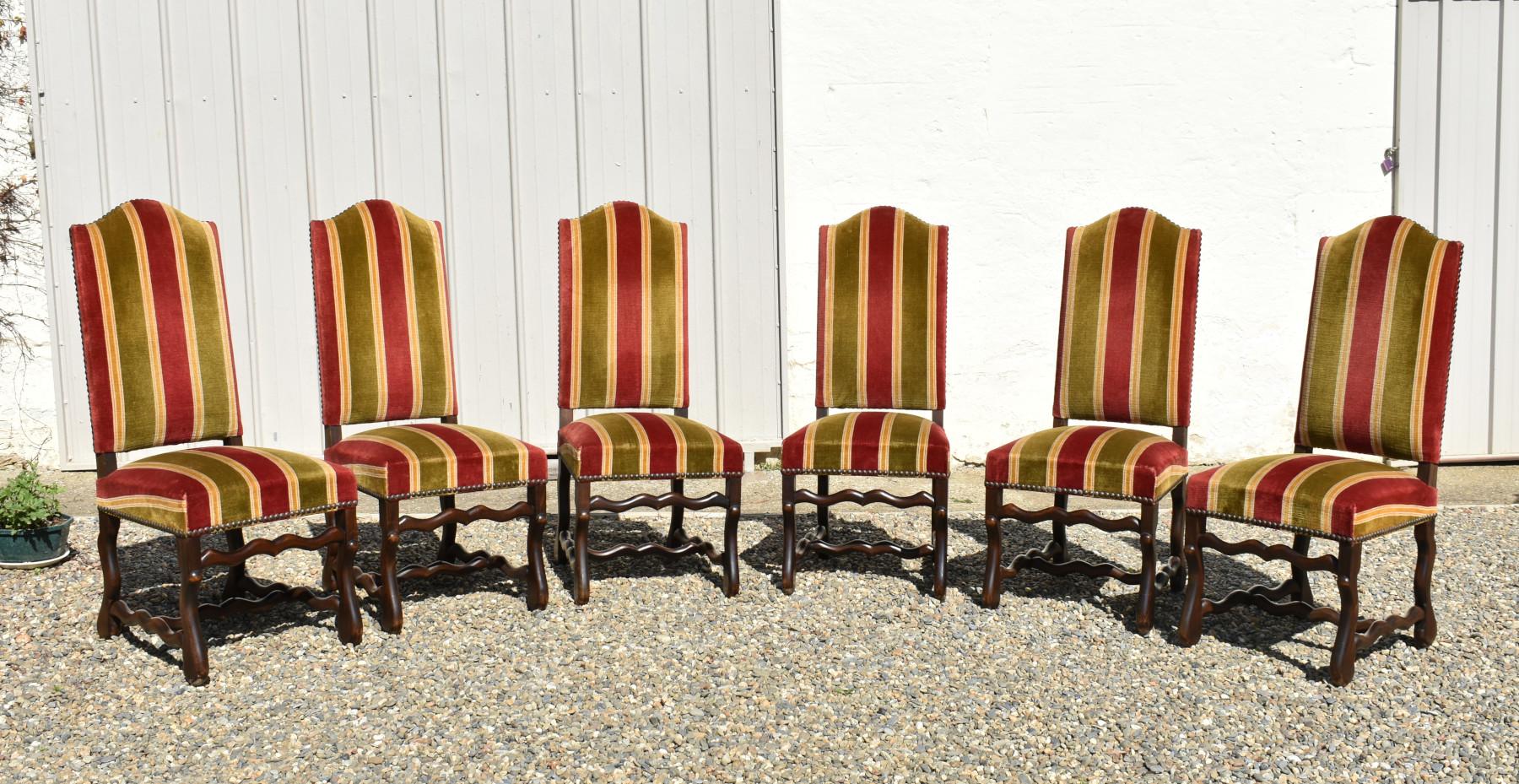 20th Century Set of 6 Os De Mouton Dining Chairs Louis XIII Style in Beech