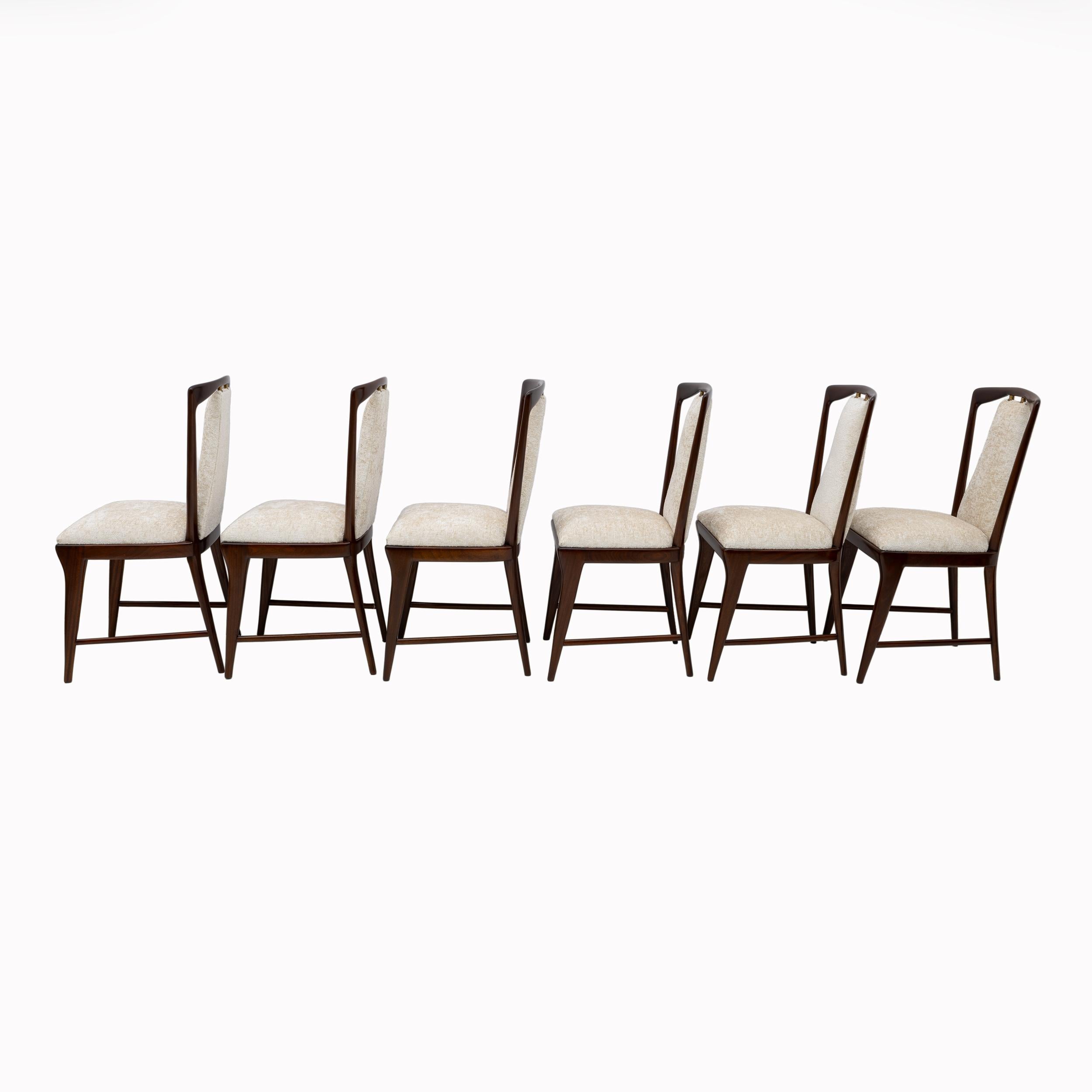 Set of 6 Osvaldo Borsani Mid-Century Modern Italian Bouclè Dining Chairs, 50s 5