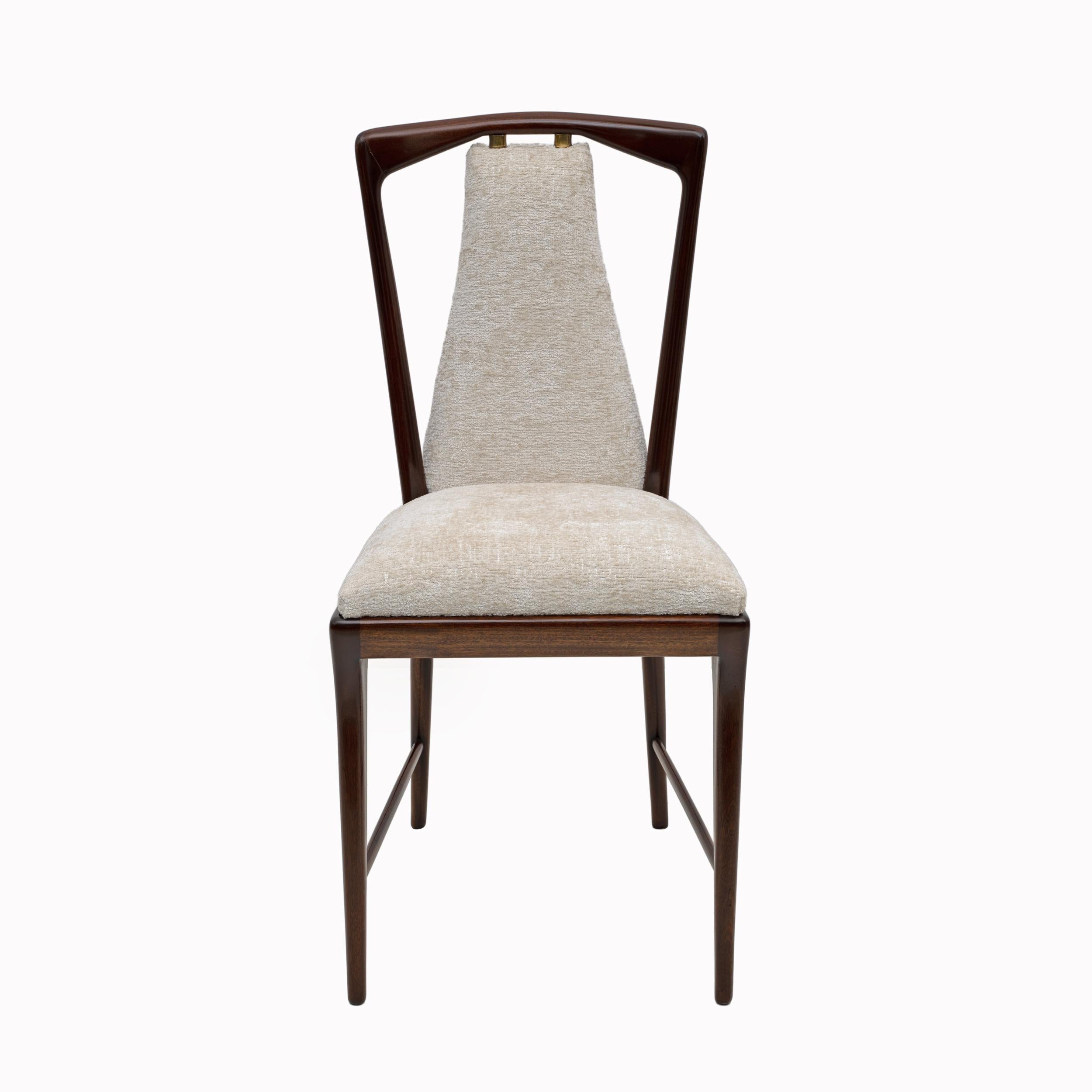 Set of 6 Osvaldo Borsani Mid-Century Modern Italian Bouclè Dining Chairs, 50s In Good Condition In Puglia, Puglia
