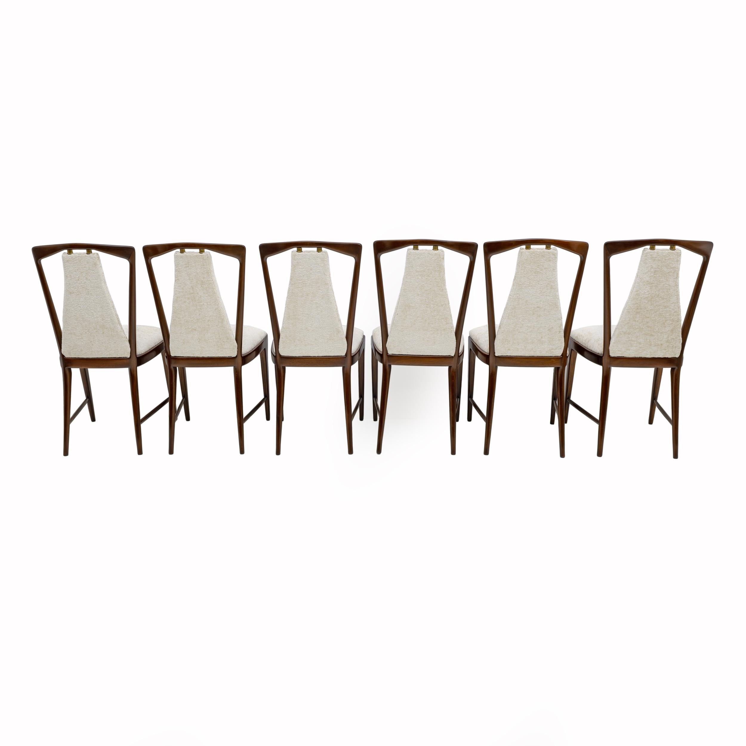 Set of 6 Osvaldo Borsani Mid-Century Modern Italian Bouclè Dining Chairs, 50s 4