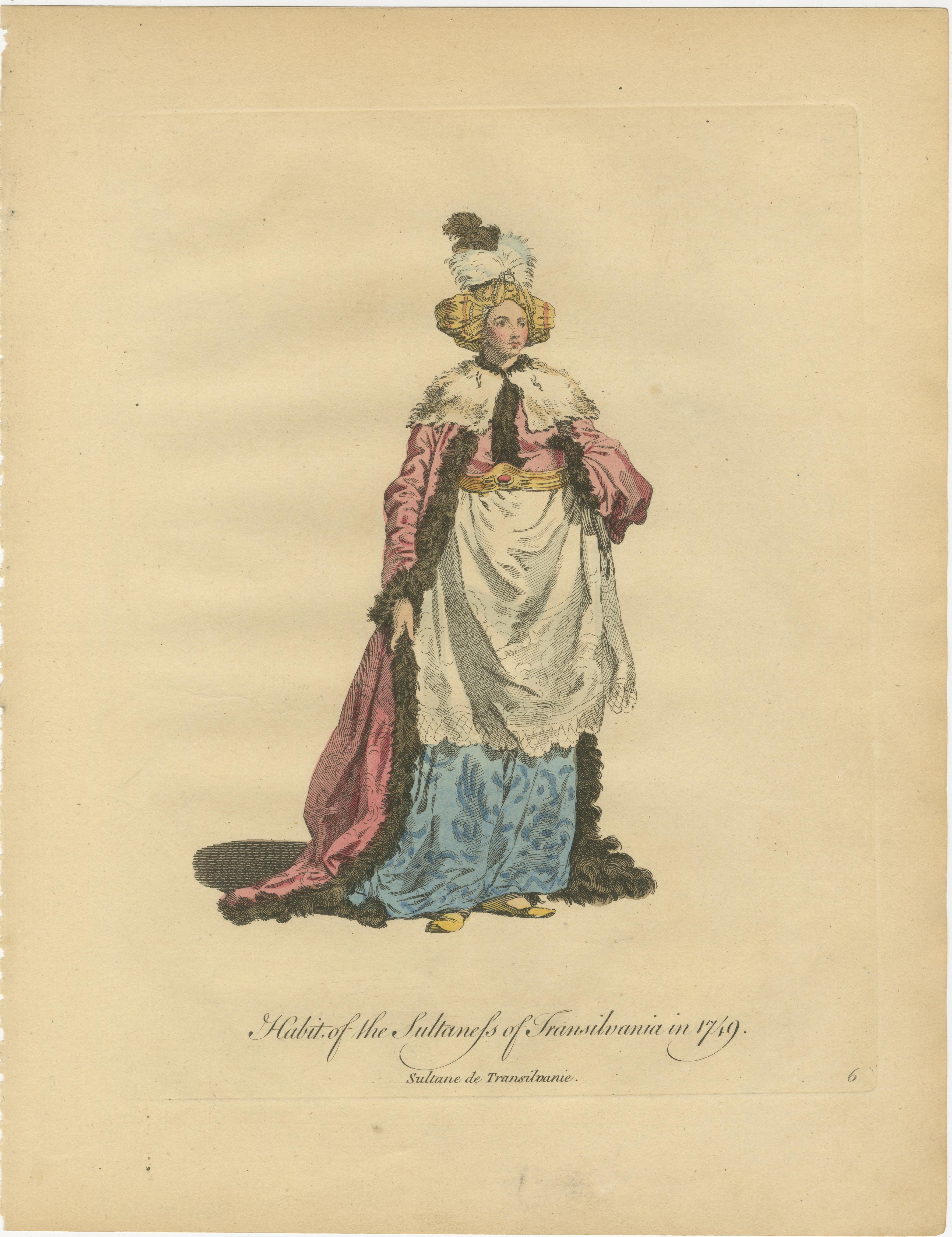 Set of 6 Ottoman Costume Prints, Hand-Colored Engravings, 1767