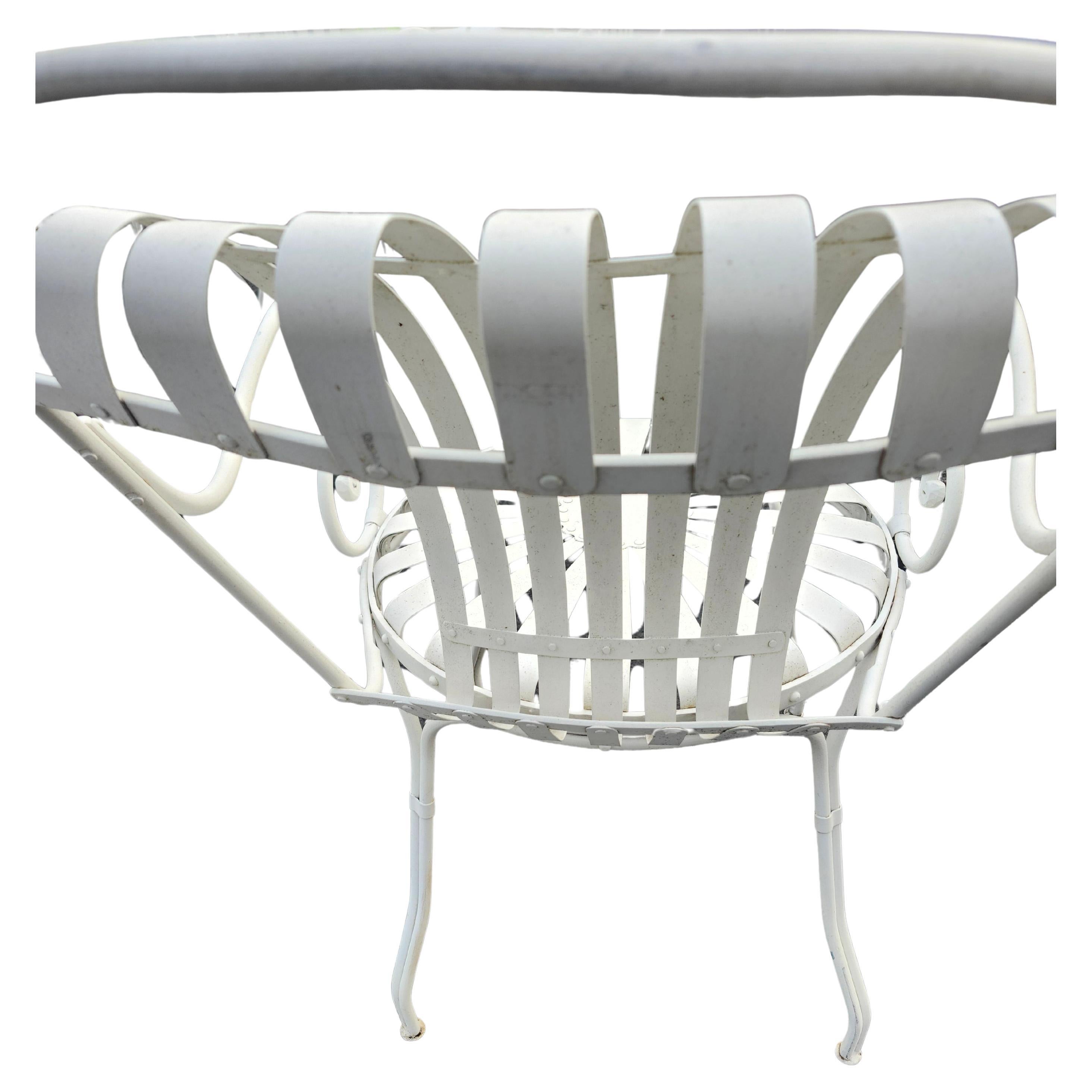 Set of 6 Outdoor Sunburst Spring Iron Garden Dining Arm Chairs by Francois Carre For Sale 5