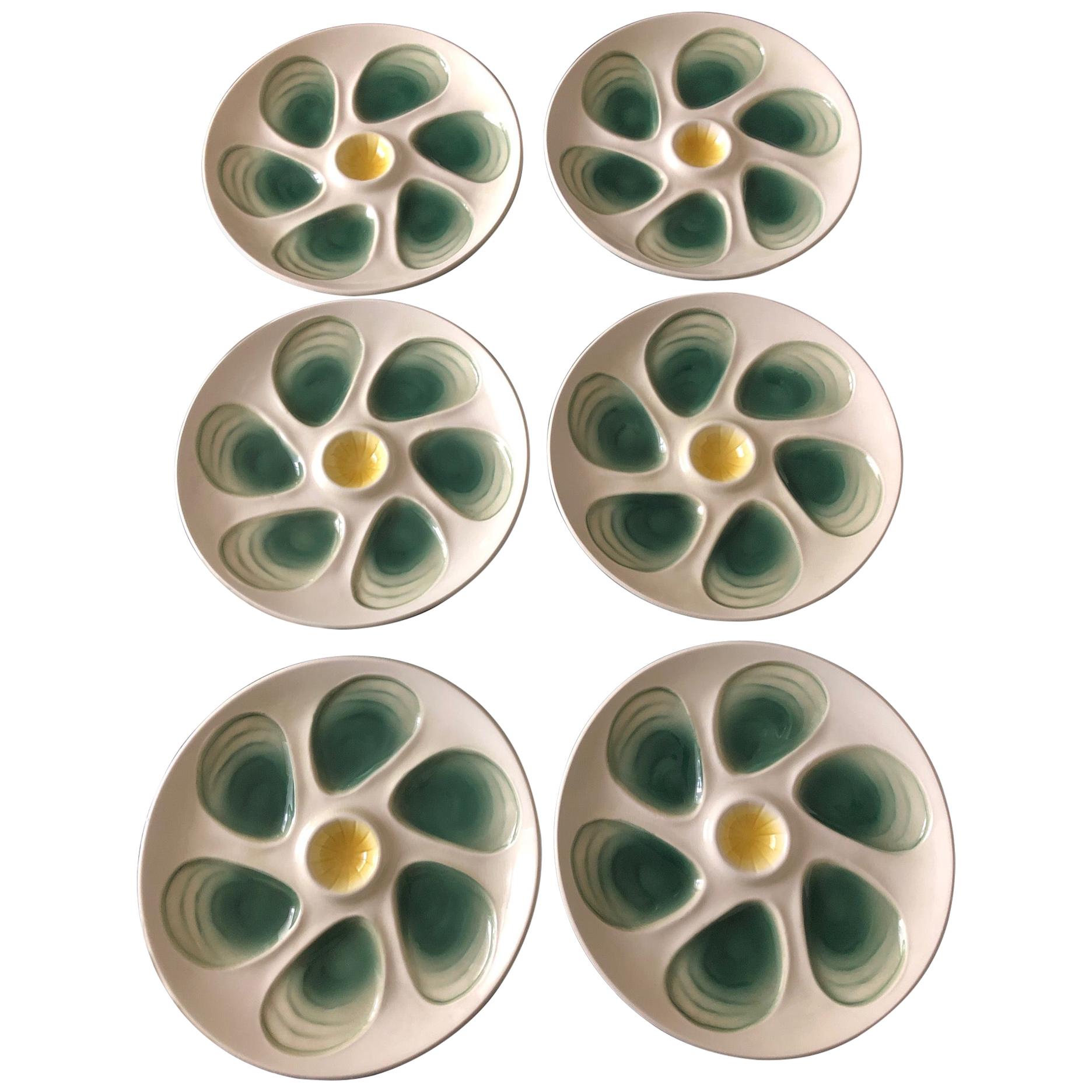 Set of 6 Oyster Plates from Salins, France