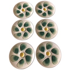 Set of 6 Oyster Plates from Salins, France