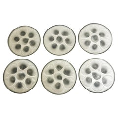 Set of 6 Oyster Plates in Ceramic, France, 1970s