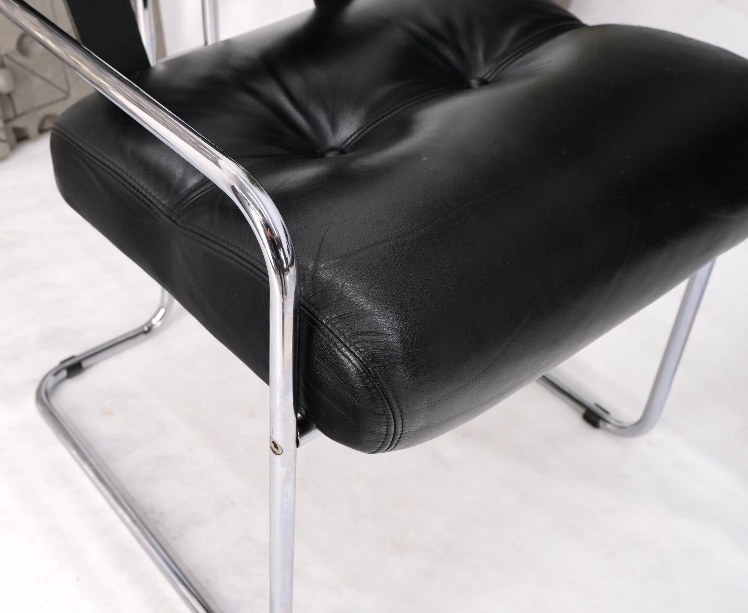 Set of 6 Pace Chrome Tubular Frame Black Tucroma Dining Sling Seats Chairs Mint 3