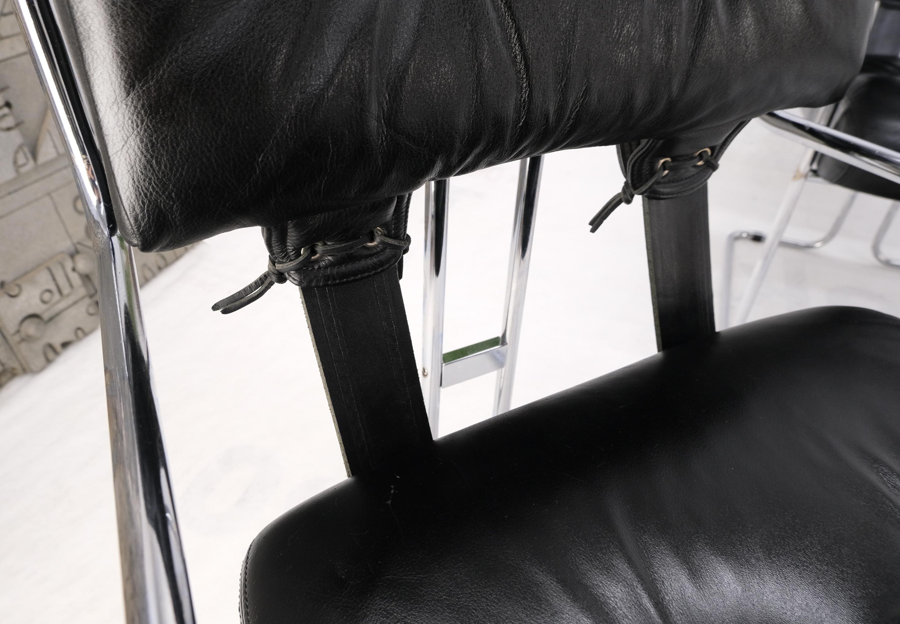Set of 6 Pace Chrome Tubular Frame Black Tucroma Dining Sling Seats Chairs Mint 7