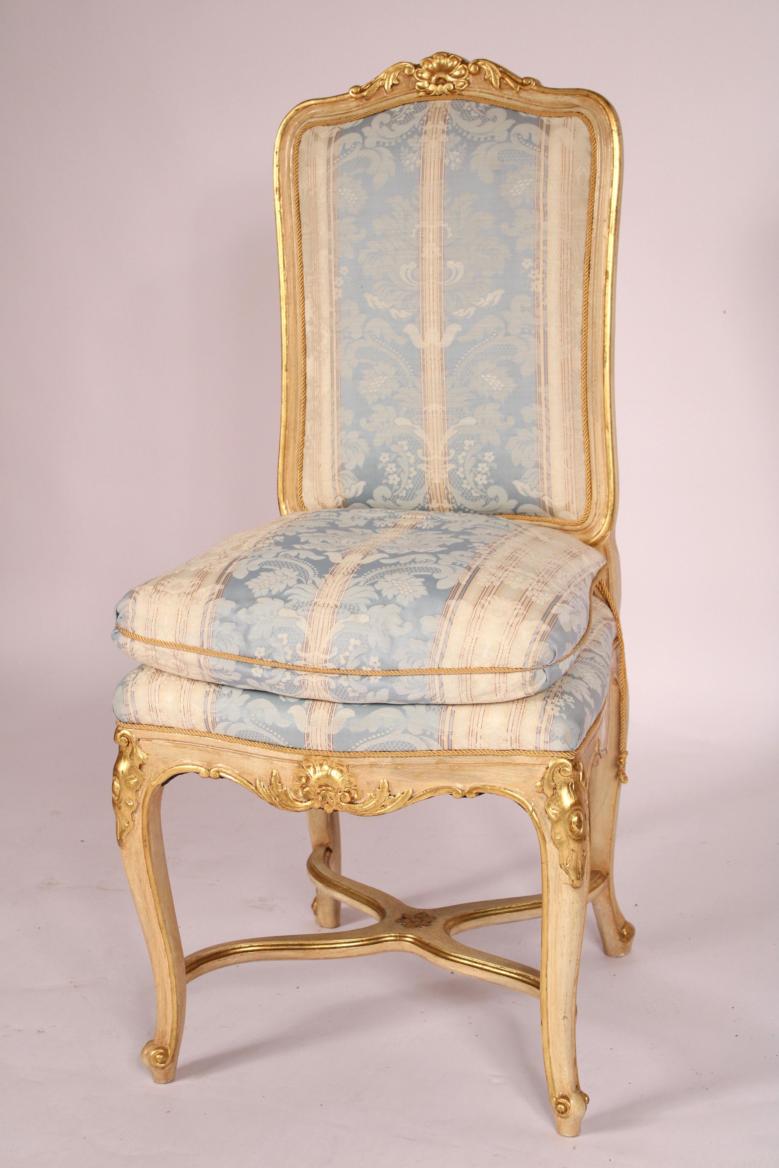 Unknown Set of 6 Painted and Gilt Decorated Dining Room Chairs For Sale