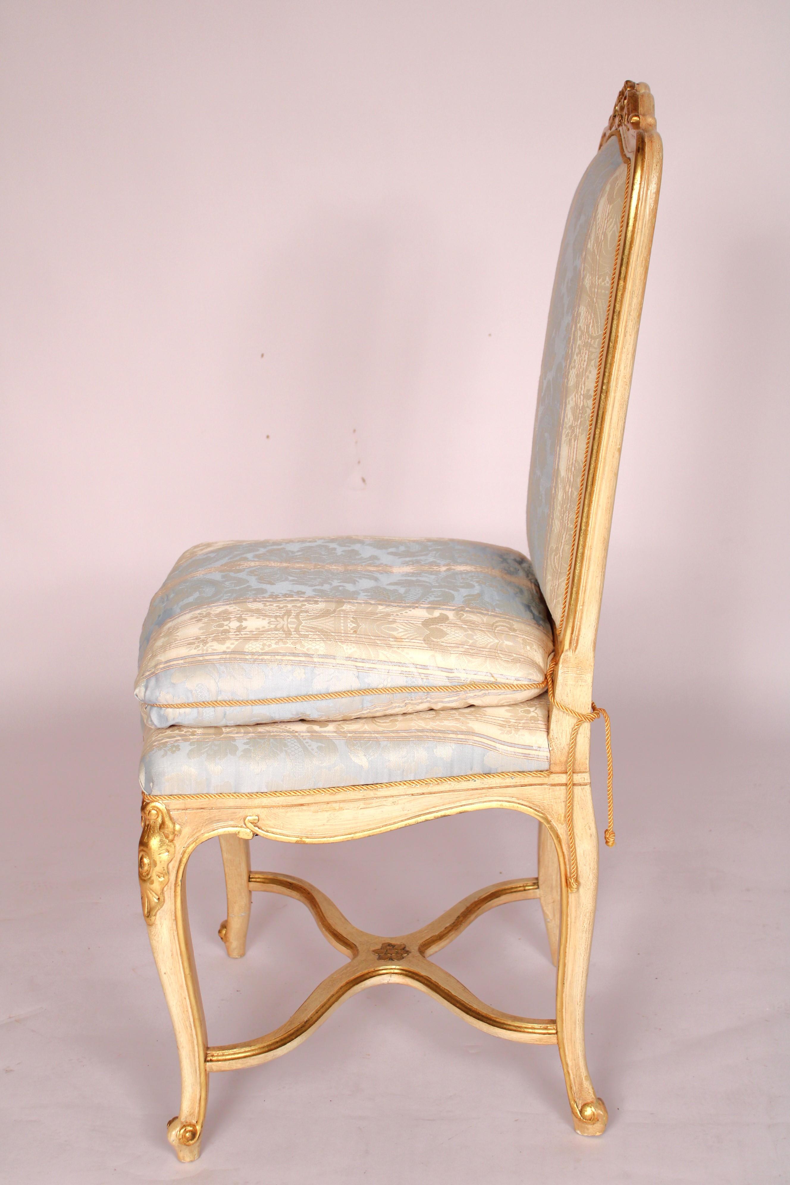 Set of 6 Painted and Gilt Decorated Dining Room Chairs In Good Condition For Sale In Laguna Beach, CA