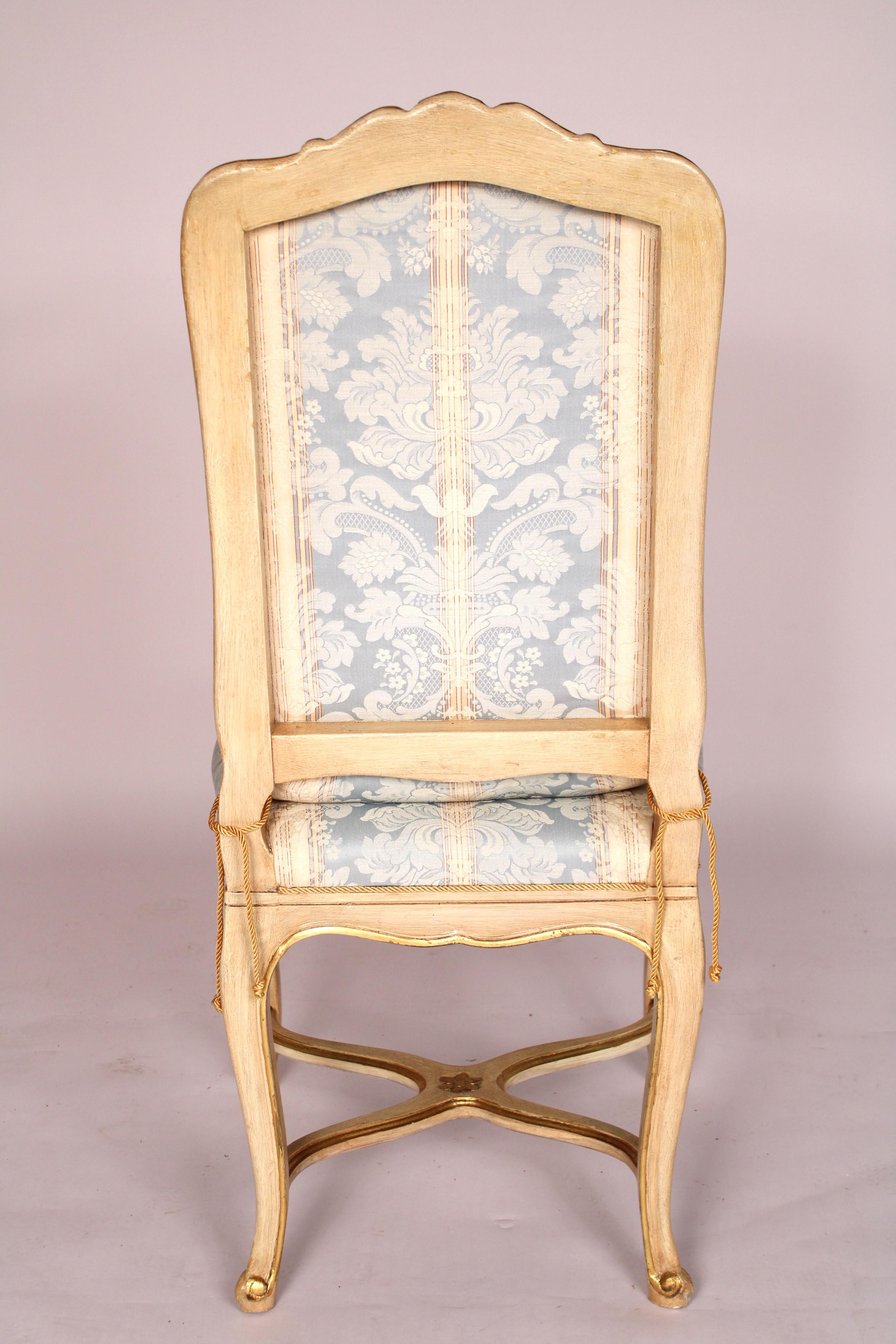 Late 20th Century Set of 6 Painted and Gilt Decorated Dining Room Chairs For Sale