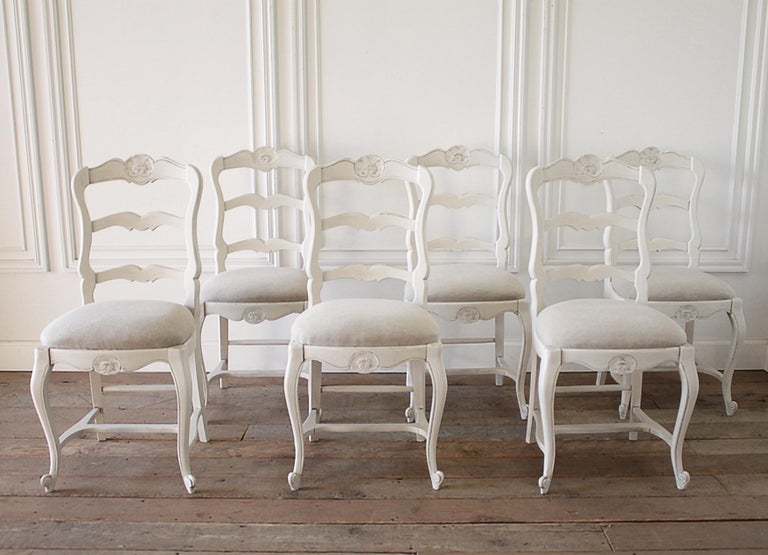 French Country Dining Room Linen Chairs