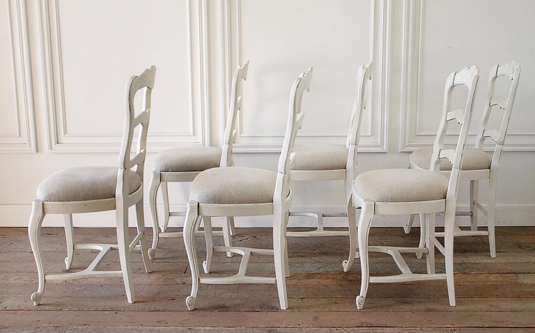 Set of 6 Painted and Upholstered French Country Style Dining Chairs at ...