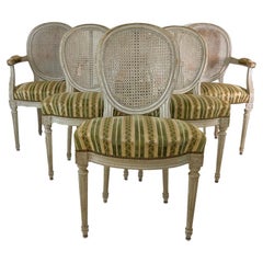 Set of 6 Painted & Caned Louis XVI Style Dining Chairs