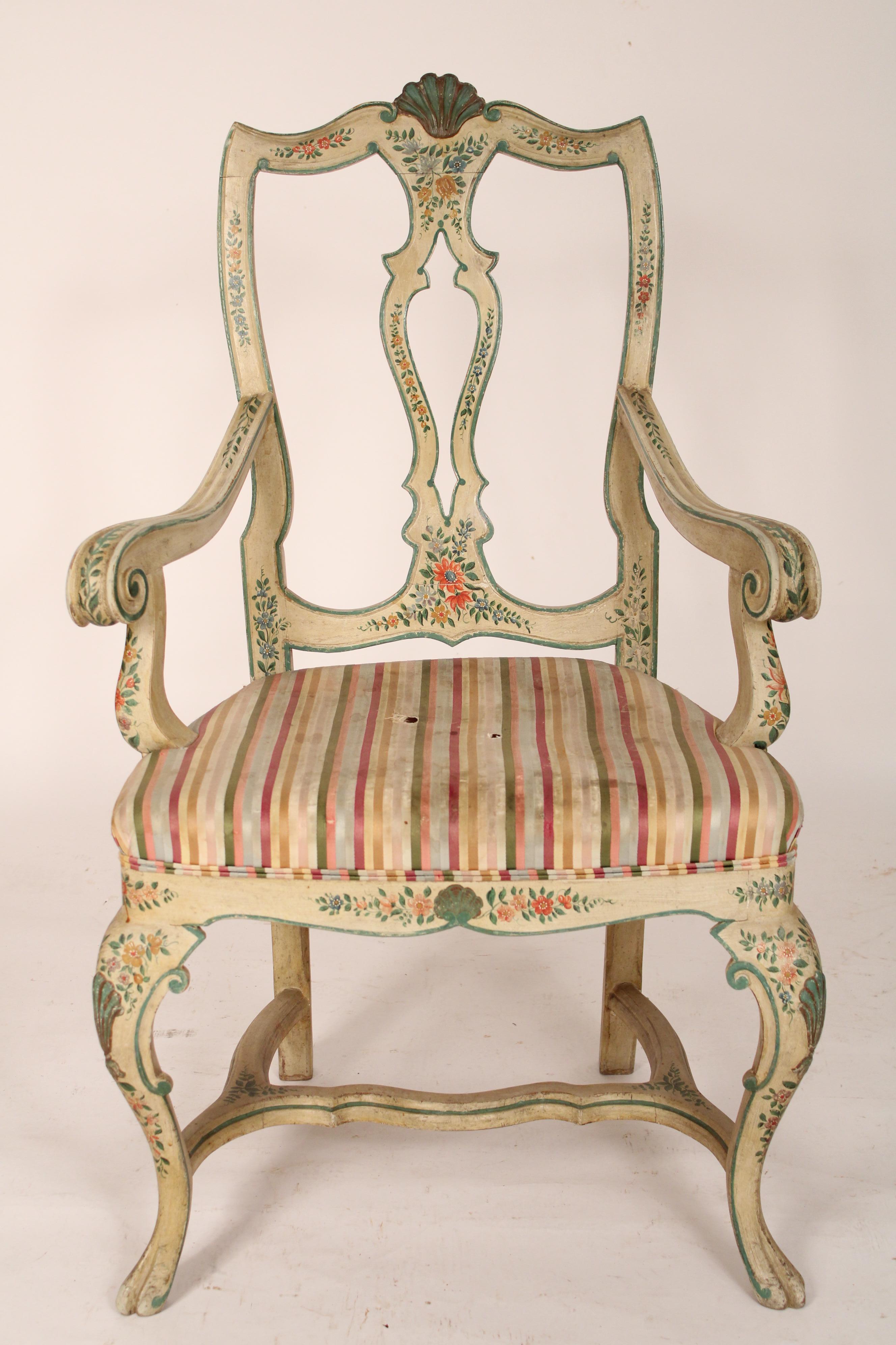 Ensemble de 6 chaises de salle à manger italiennes peintes de style Louis XV Bon état - En vente à Laguna Beach, CA
