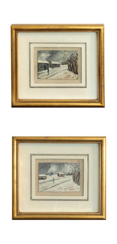 Set Of Six Paintings Of Paris, Post-Impressionism, 20th Century