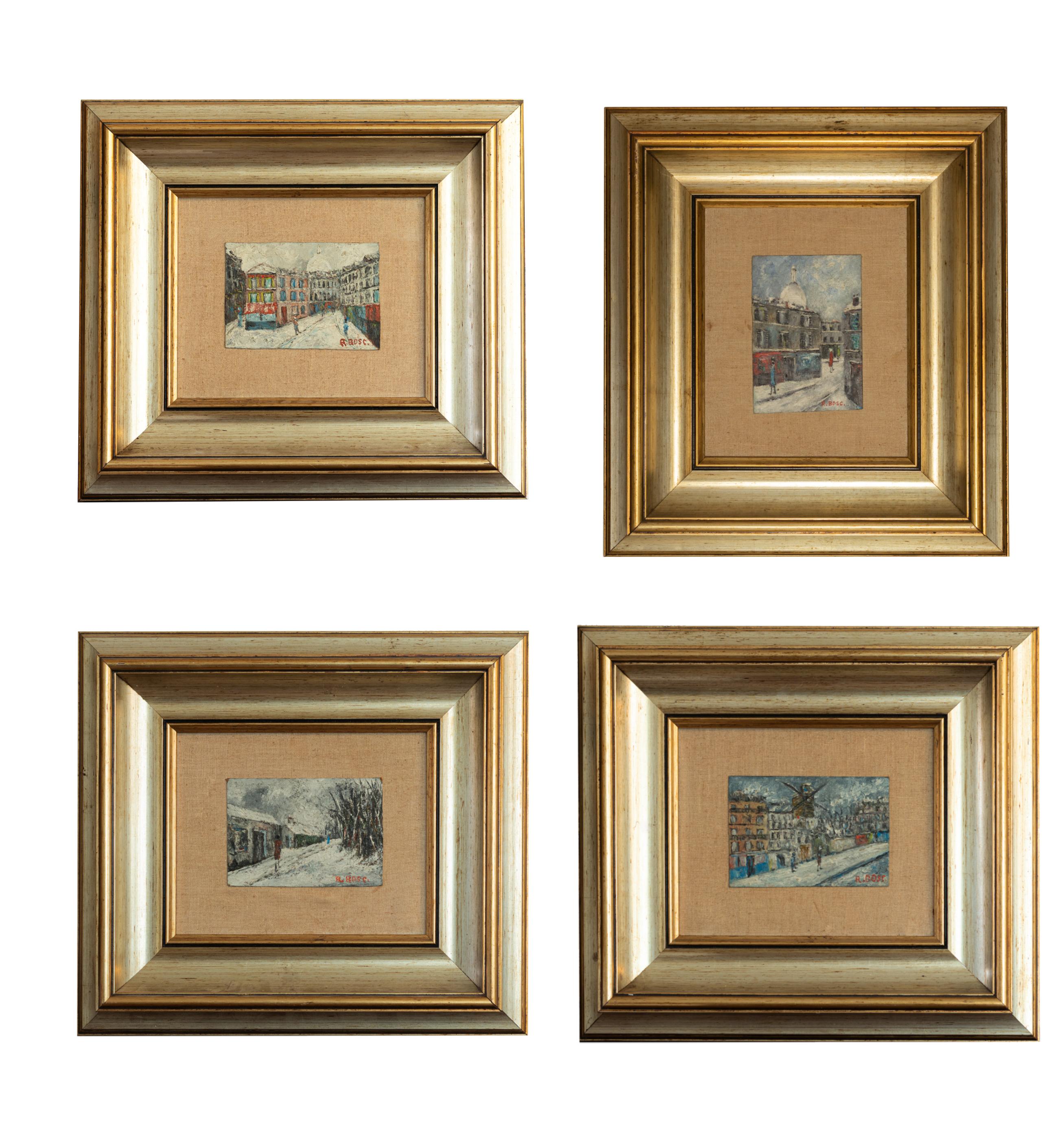 Francese Set di 6 dipinti di Parigi, Post-Impressionismo, (20° secolo) in vendita