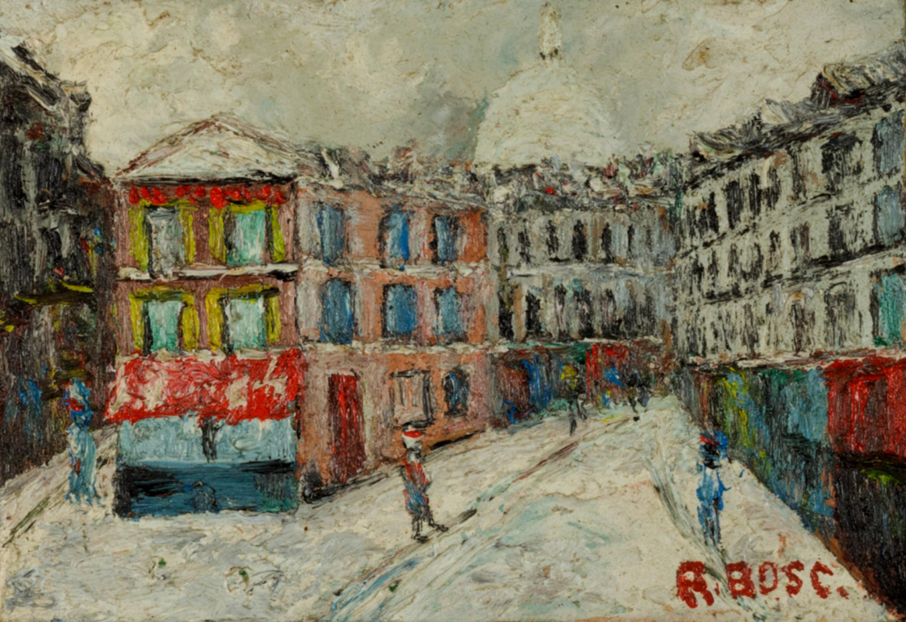 Set di 6 dipinti di Parigi, Post-Impressionismo, (20° secolo) In condizioni buone in vendita a Lisbon, PT
