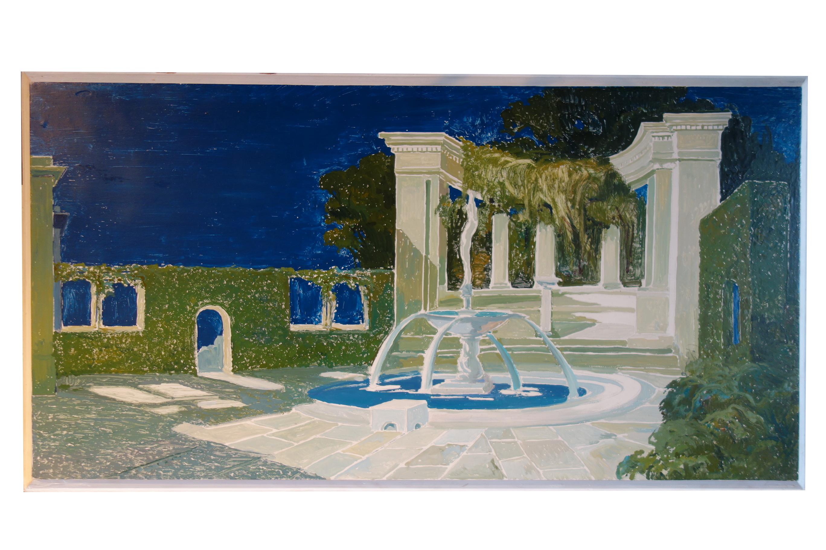 Set of 6 Paintings on Board Study for a Classic Italian Garden For Sale 1