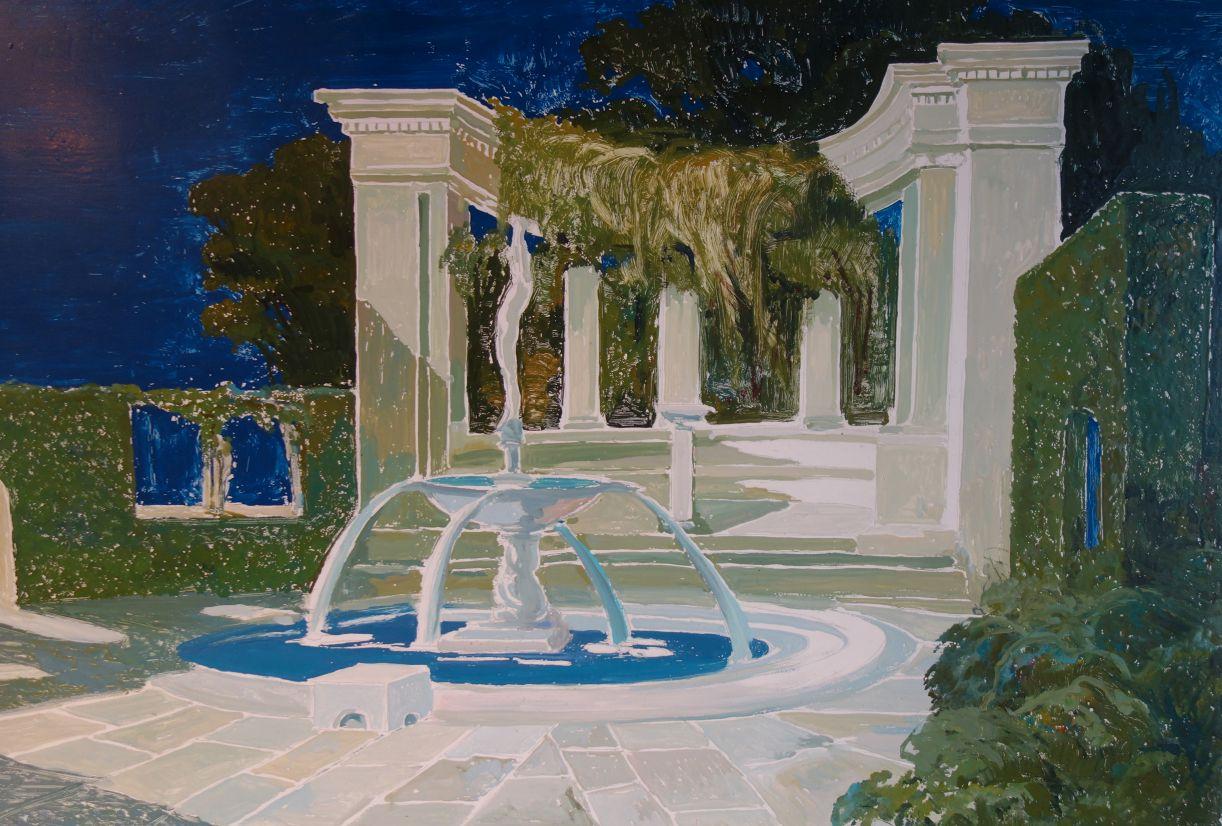 Set of 6 Paintings on Board Study for a Classic Italian Garden For Sale 2