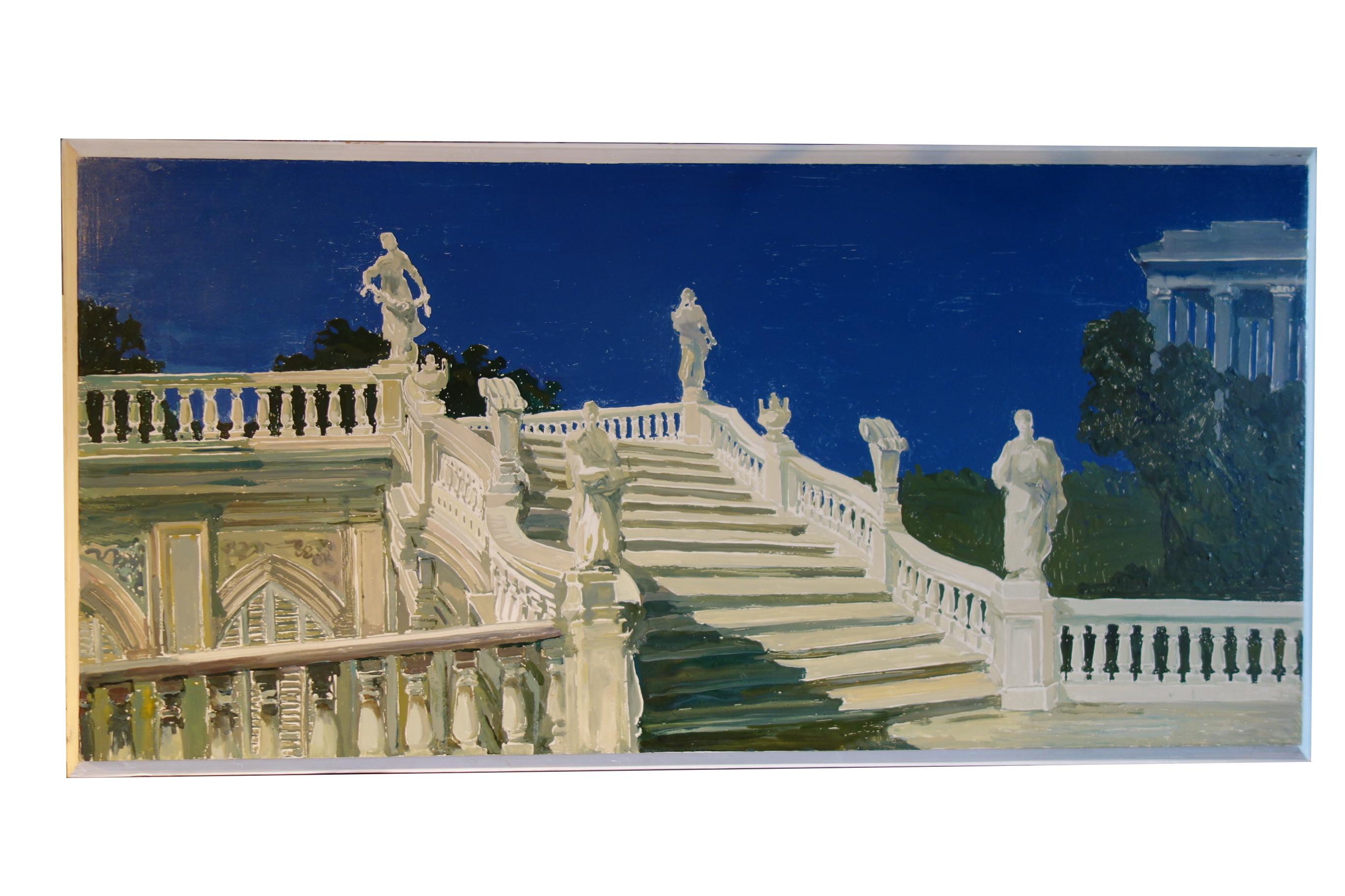 Set of 6 Paintings on Board Study for a Classic Italian Garden For Sale 3