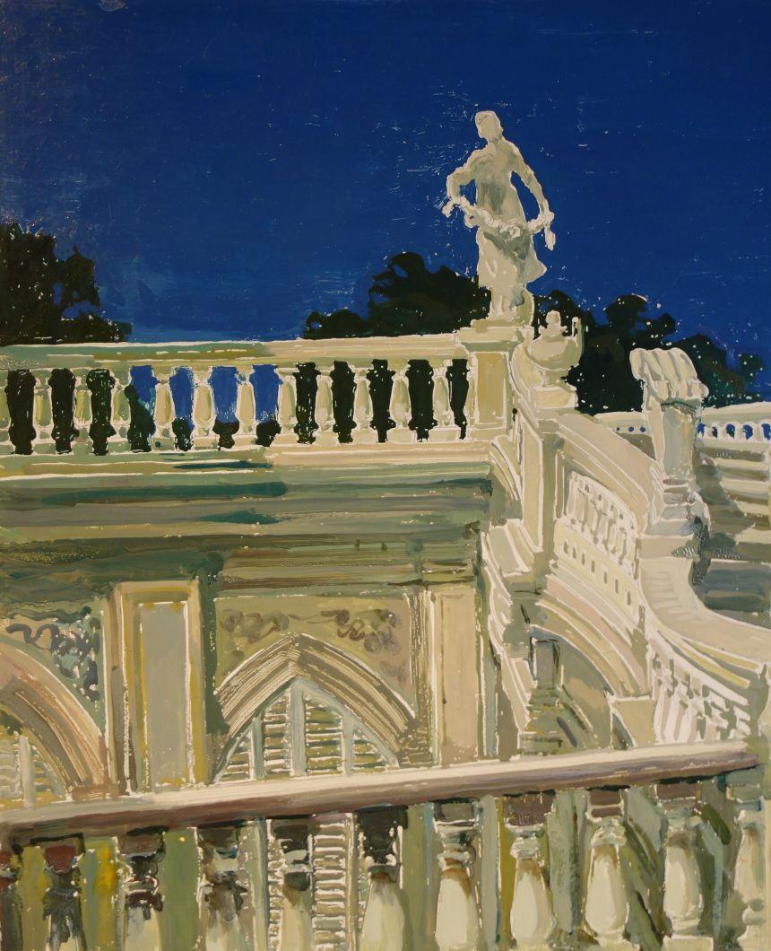 Set of 6 Paintings on Board Study for a Classic Italian Garden For Sale 4