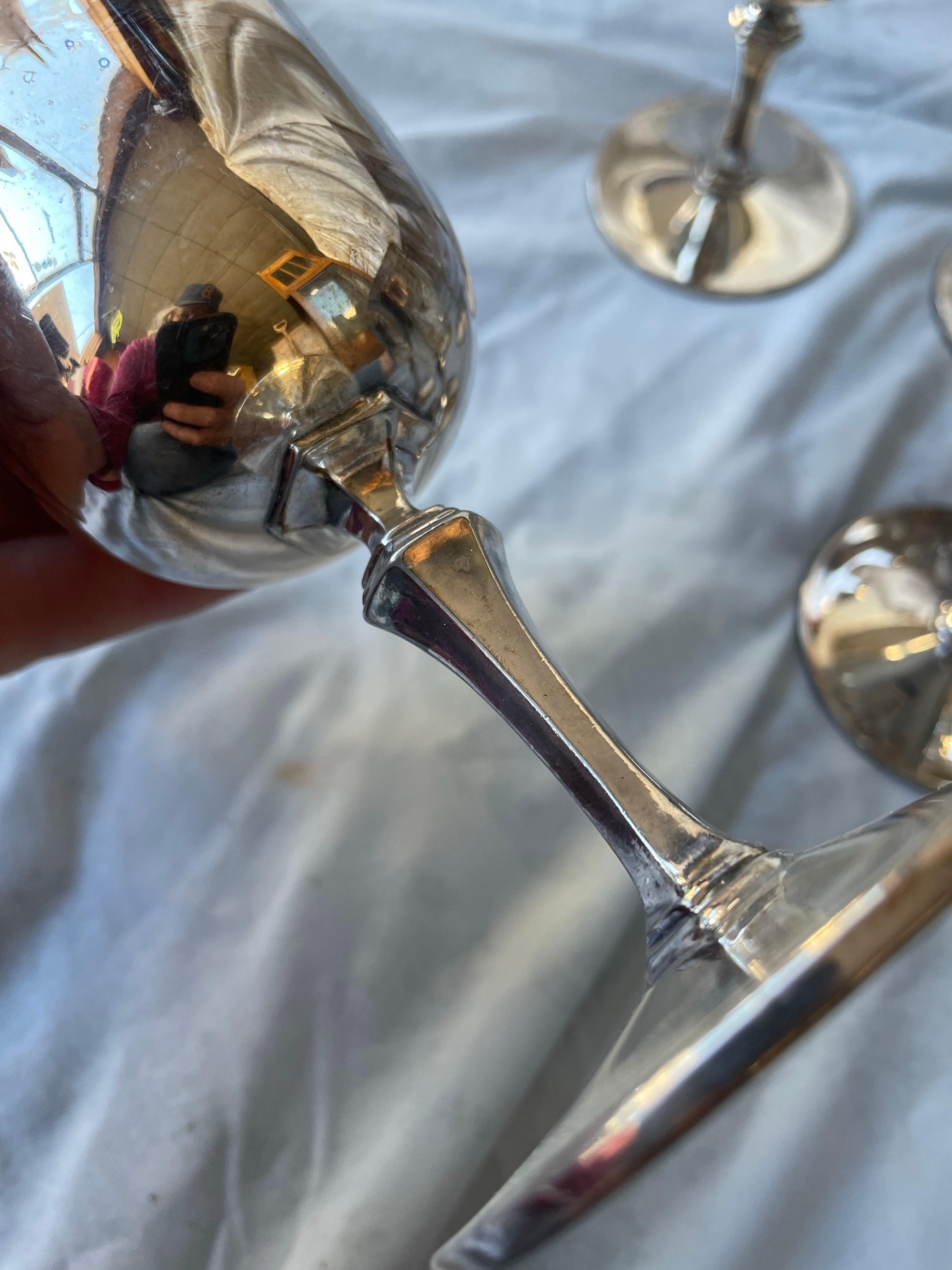Set of 6 Pairpoint EPNS Silver Plate Goblets Wine Glasses For Sale 3