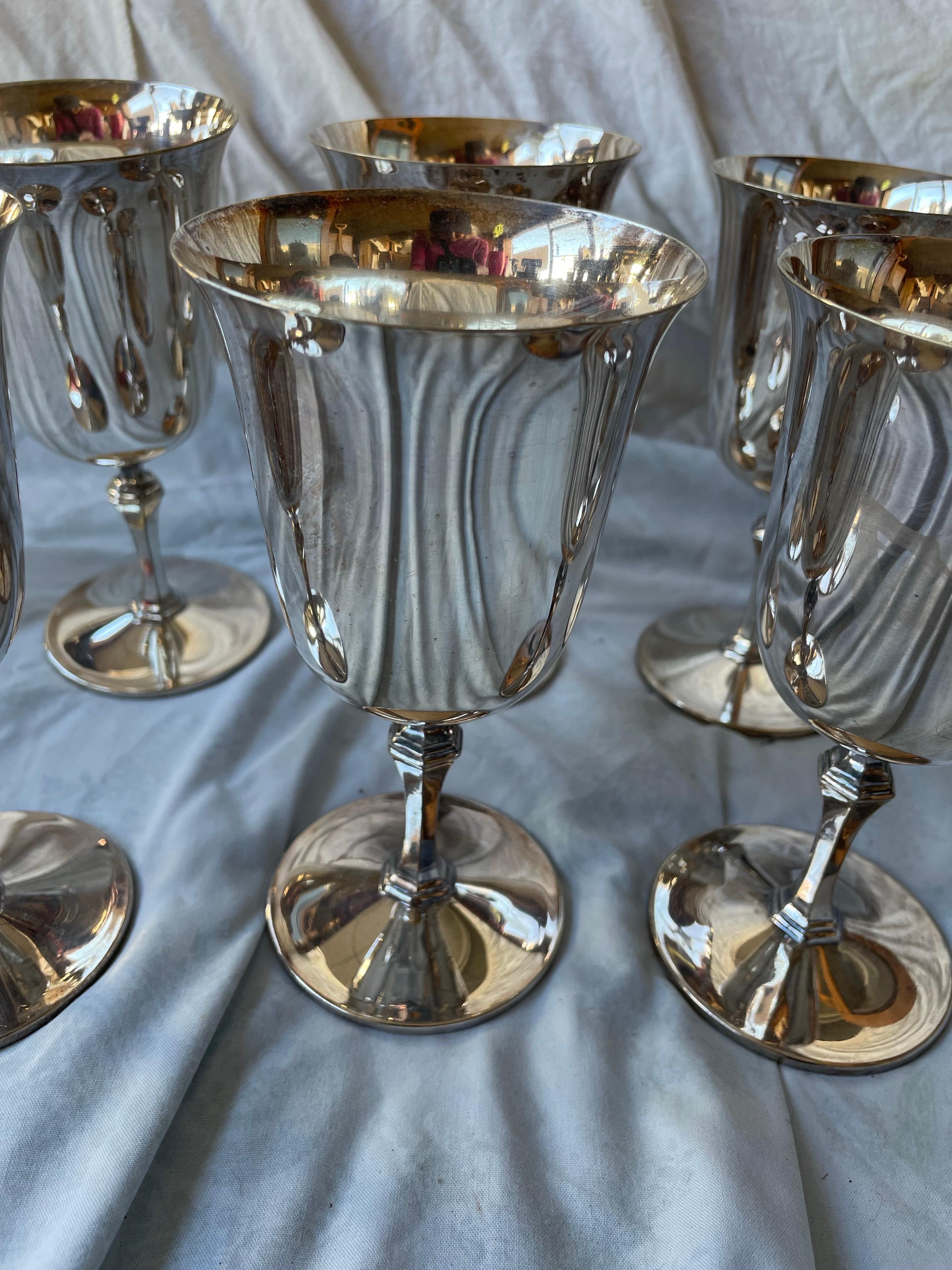 Set of 6 Pairpoint EPNS Silver Plate Goblets Wine Glasses For Sale 4