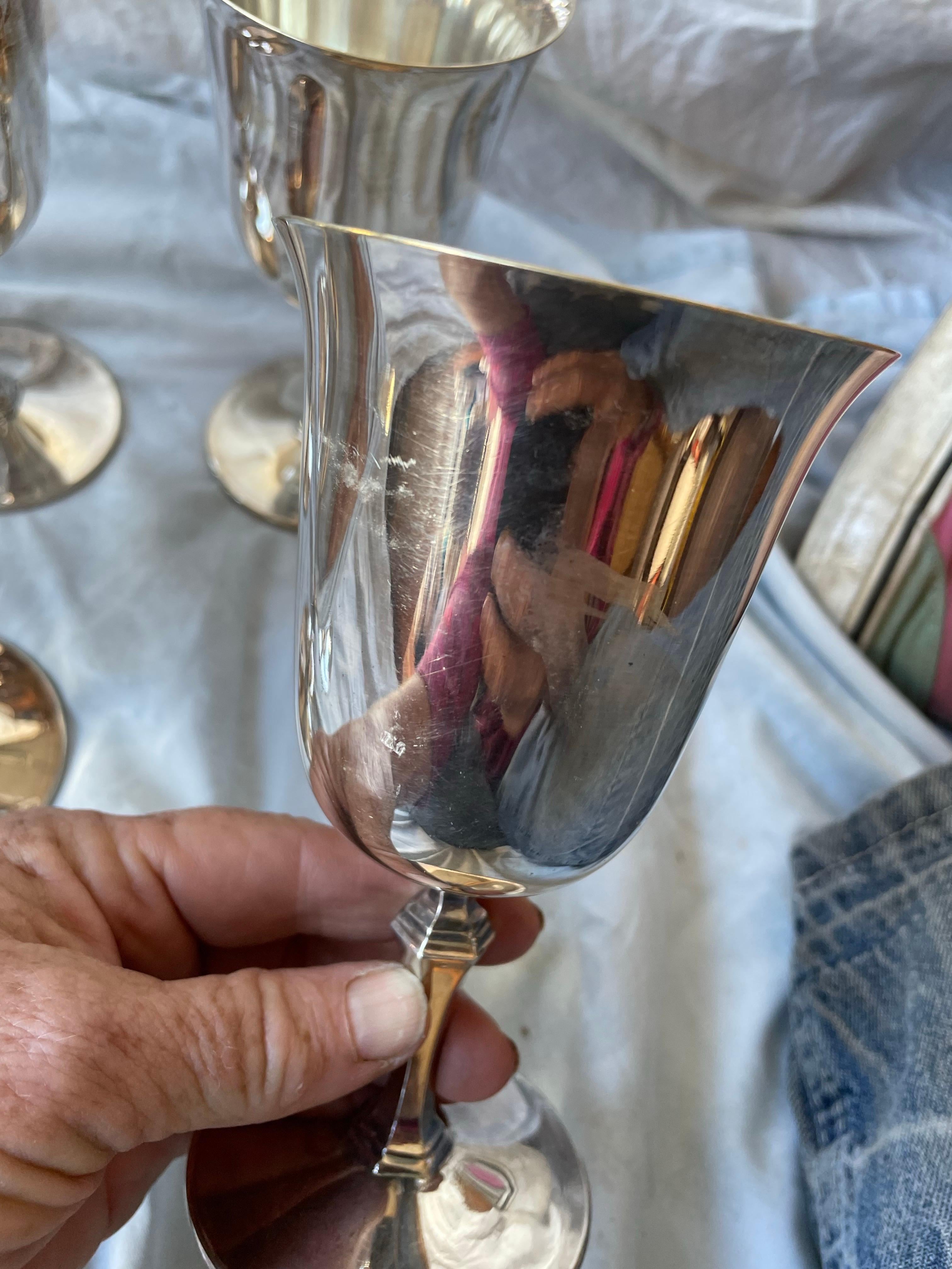 Set of 6 Pairpoint EPNS Silver Plate Goblets Wine Glasses For Sale 5