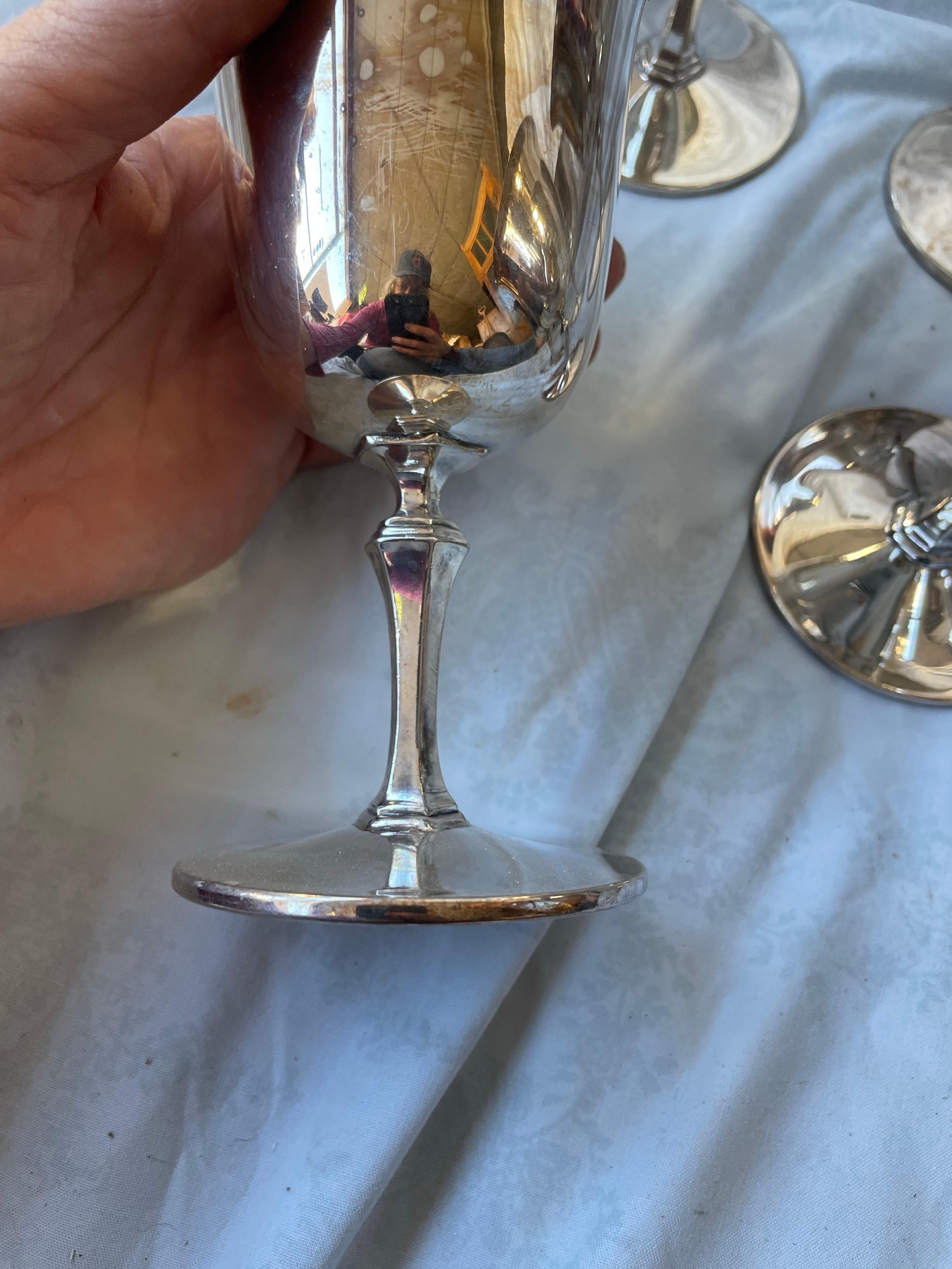 Late Victorian Set of 6 Pairpoint EPNS Silver Plate Goblets Wine Glasses For Sale