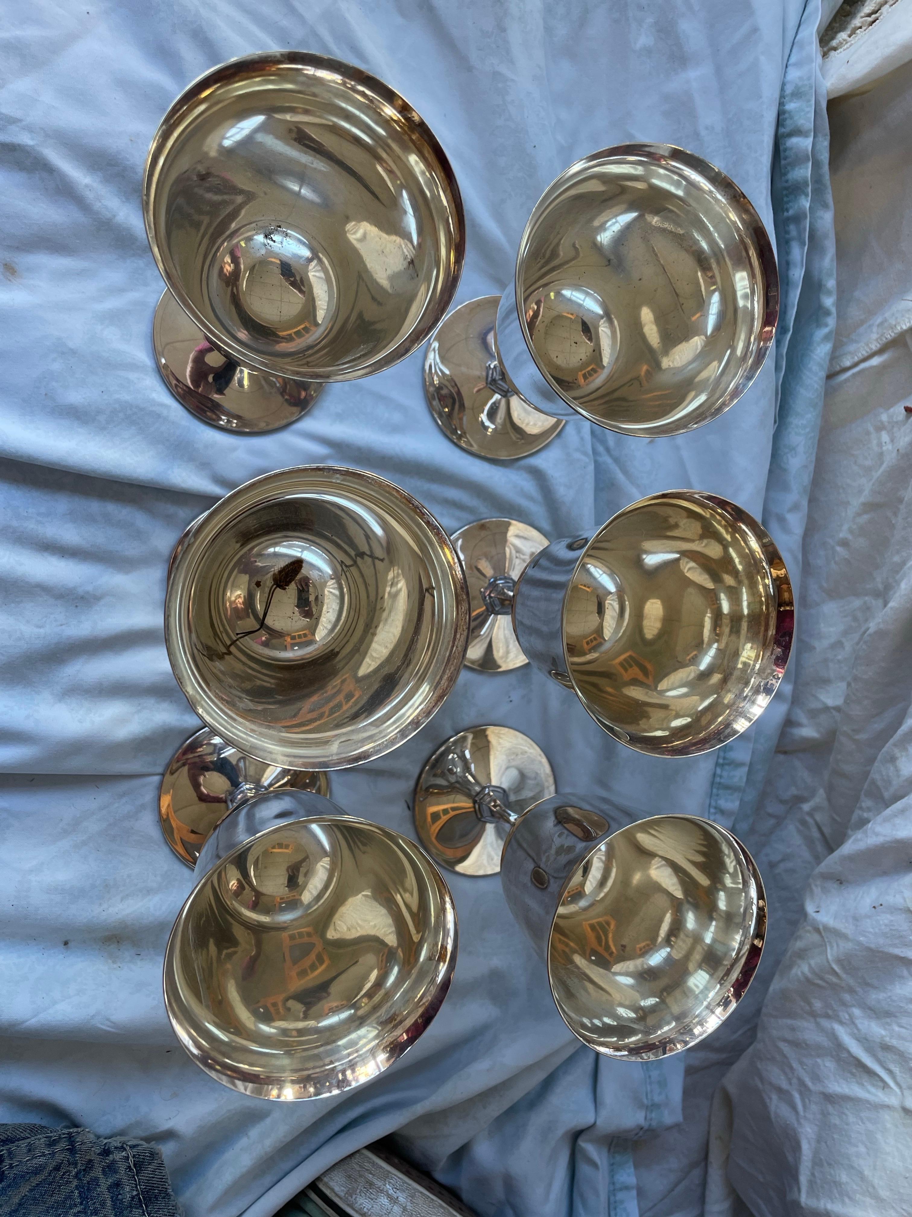 American Set of 6 Pairpoint EPNS Silver Plate Goblets Wine Glasses For Sale