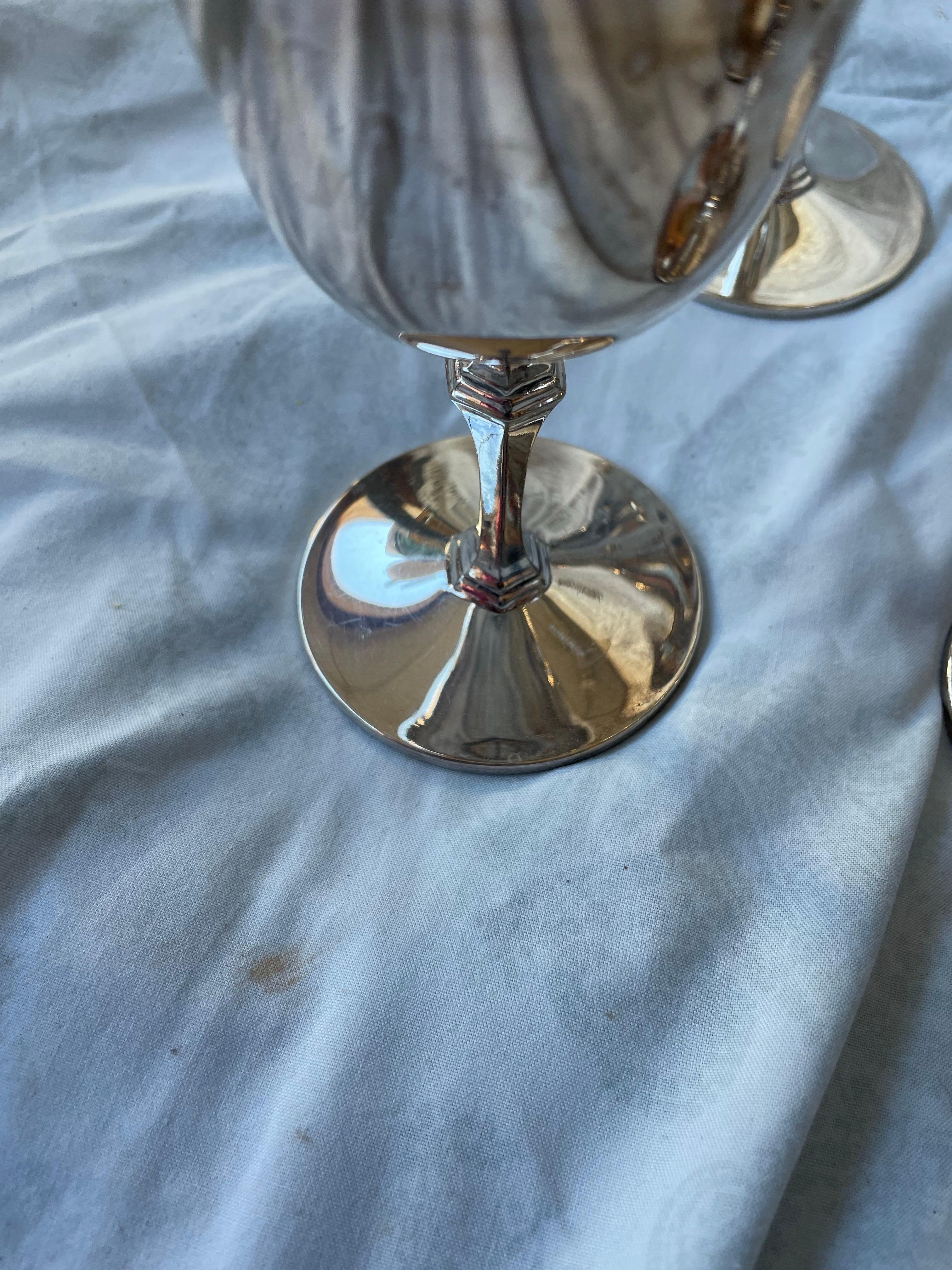 Plated Set of 6 Pairpoint EPNS Silver Plate Goblets Wine Glasses For Sale