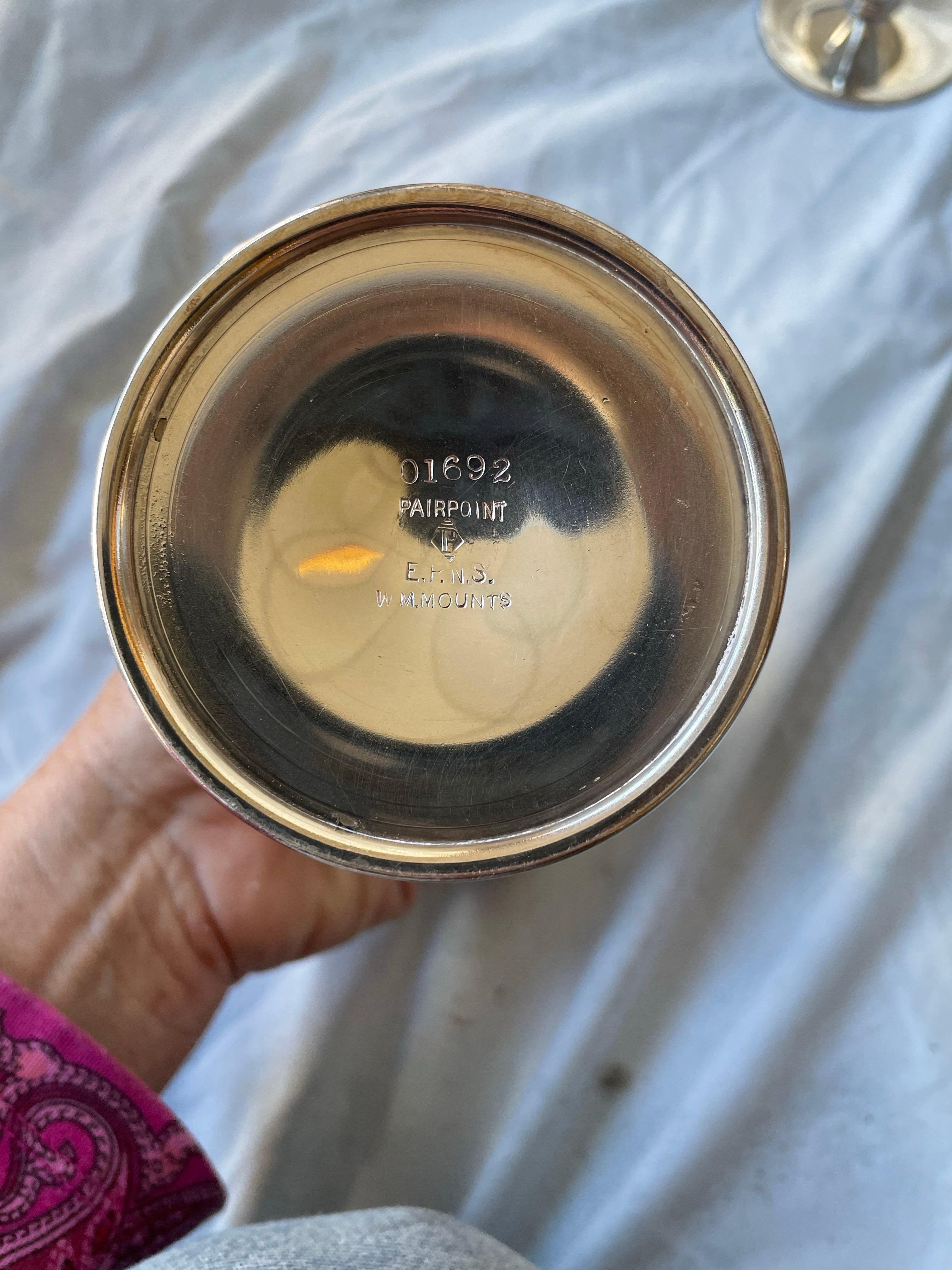 Set of 6 Pairpoint EPNS Silver Plate Goblets Wine Glasses In Good Condition For Sale In Clifton Forge, VA