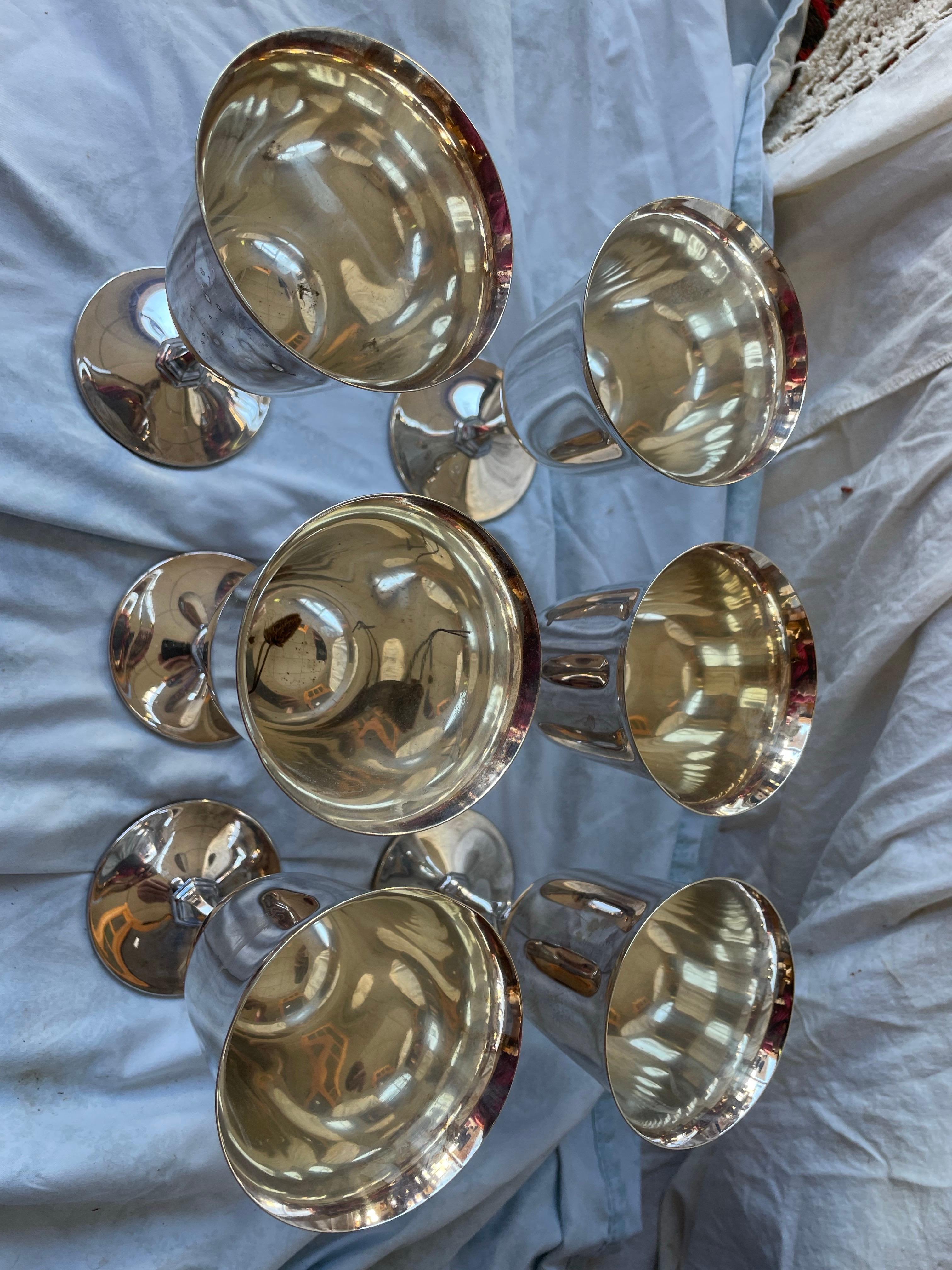 19th Century Set of 6 Pairpoint EPNS Silver Plate Goblets Wine Glasses For Sale