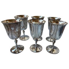 Set of 6 Pairpoint EPNS Silver Plate Goblets Wine Glasses