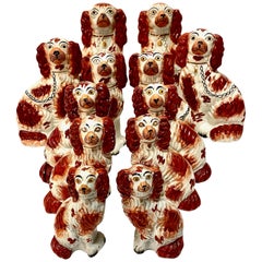 Set of 6 Pairs of Graduated Staffordshire Spaniels, circa 1850
