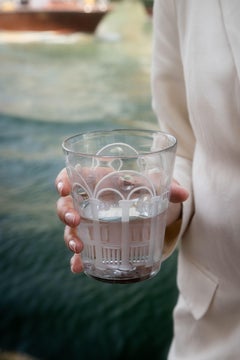 Set of 6 PALAZZO glasses engraved, by Giberto Venezia