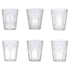 Set di 6 bicchieri PALAZZO incisi, di Giberto Venezia