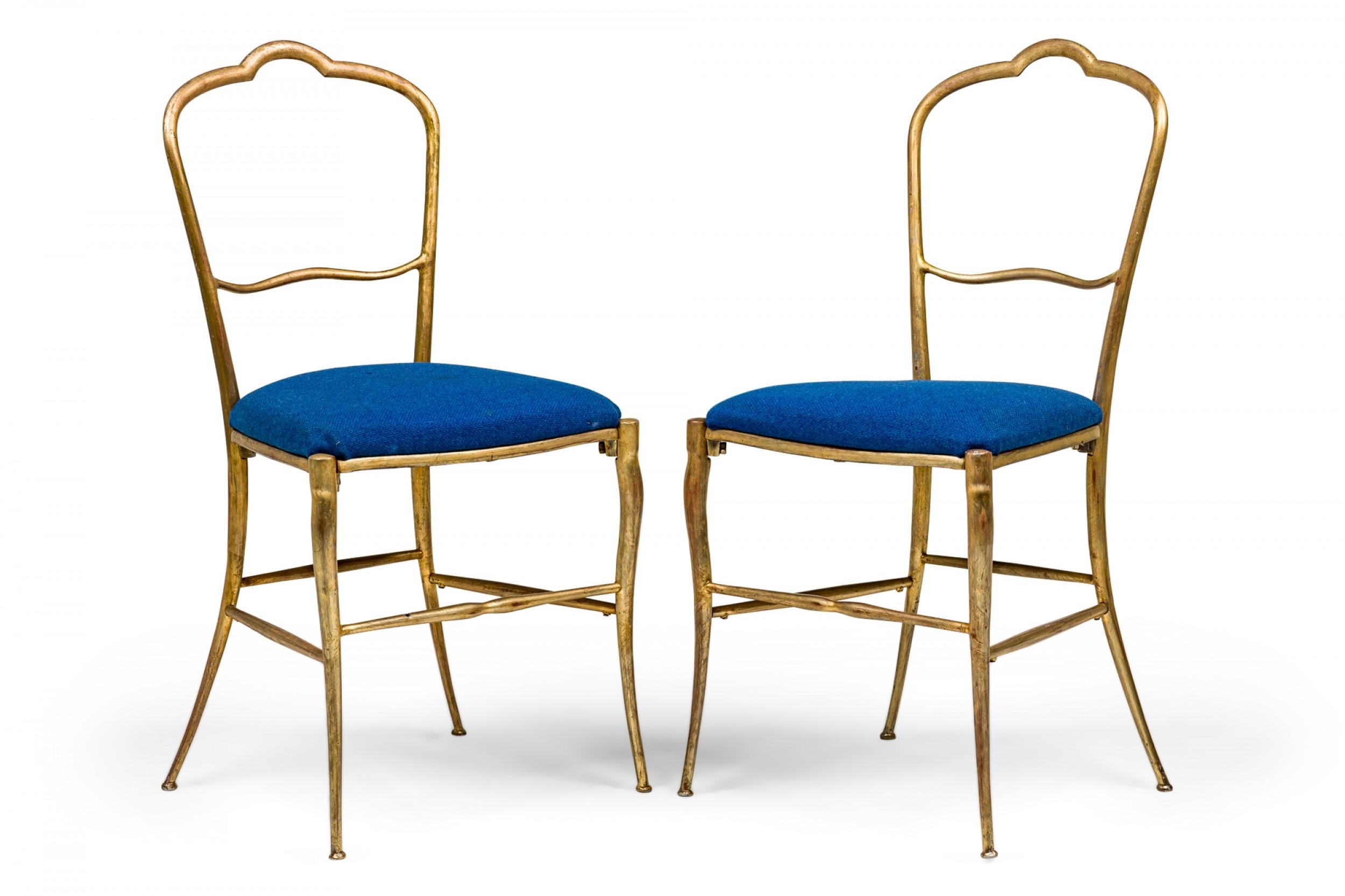 Italiano Set di 6 sedie da pranzo Palladio con struttura in legno, argento e foglia d'oro in vendita