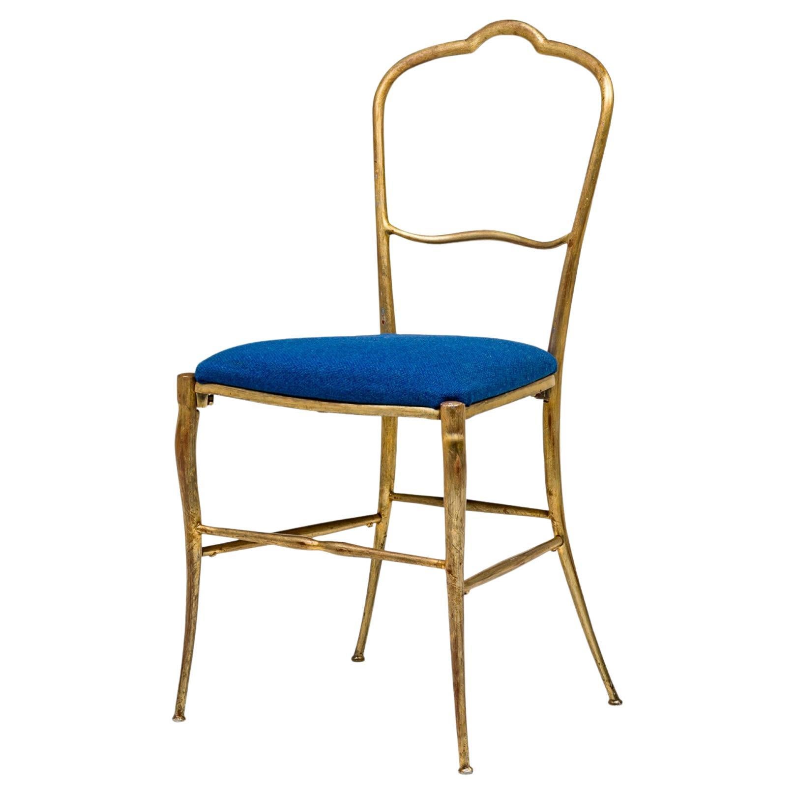 Ensemble de 6 chaises de salle à manger italiennes Palladio avec cadre en bois à feuilles d'or et d'argent en vente