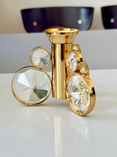 Satz von 6 Palwa Gaetano Sciolari Stil Messing & Kristall Kerzenständer Kerzenleuchter