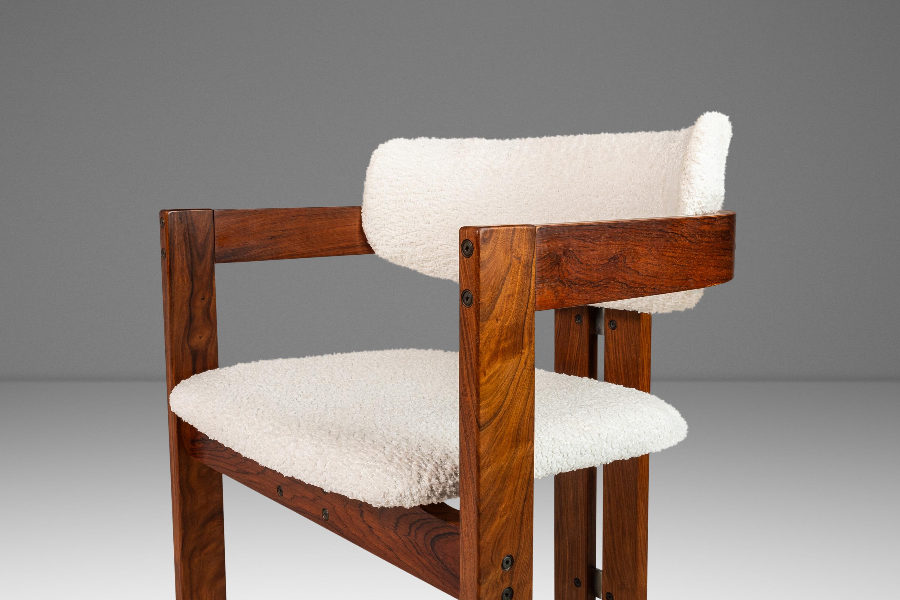 Ensemble de 6 chaises de salle à manger Pamplona en bois de rose et bouclé d'après Augusto Savini, c.C. 1970 en vente 8